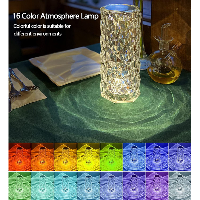 Lampe de table en cristal BGFHome RVB Couleur Mauritius